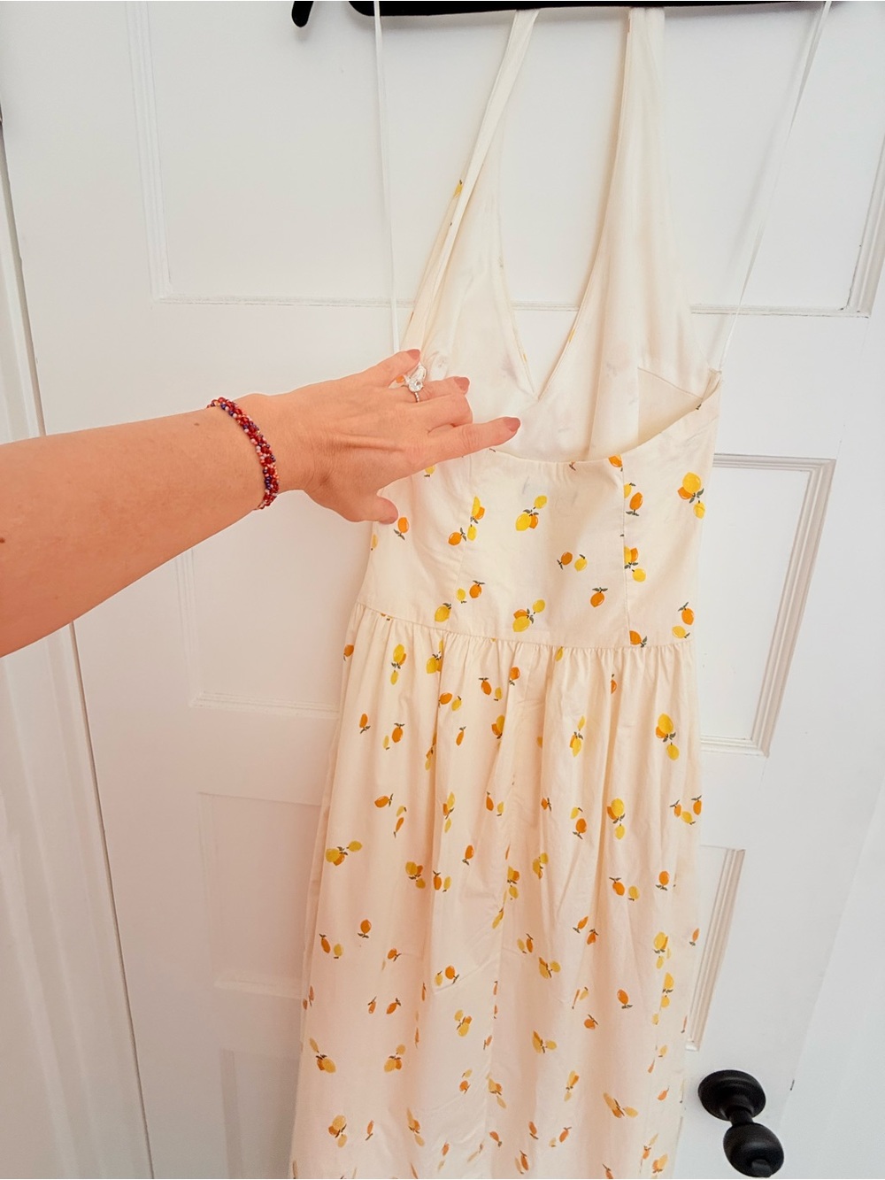 Zara Cream Strapless Dress with Yellow Lemon Print